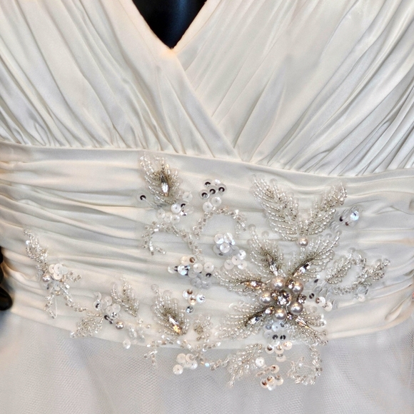 Alfred Sung V-Neck Taffeta/Tulle Wedding Gown - Picture 3 of 4